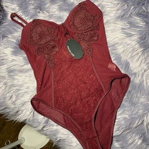 Honey 🍯 lace/mesh Bodysuit Maroon/Burgundy